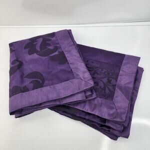 Set of 2 King Pillow Shams Purple Plum Jacquard Satin Soft Bedding Flaw - read